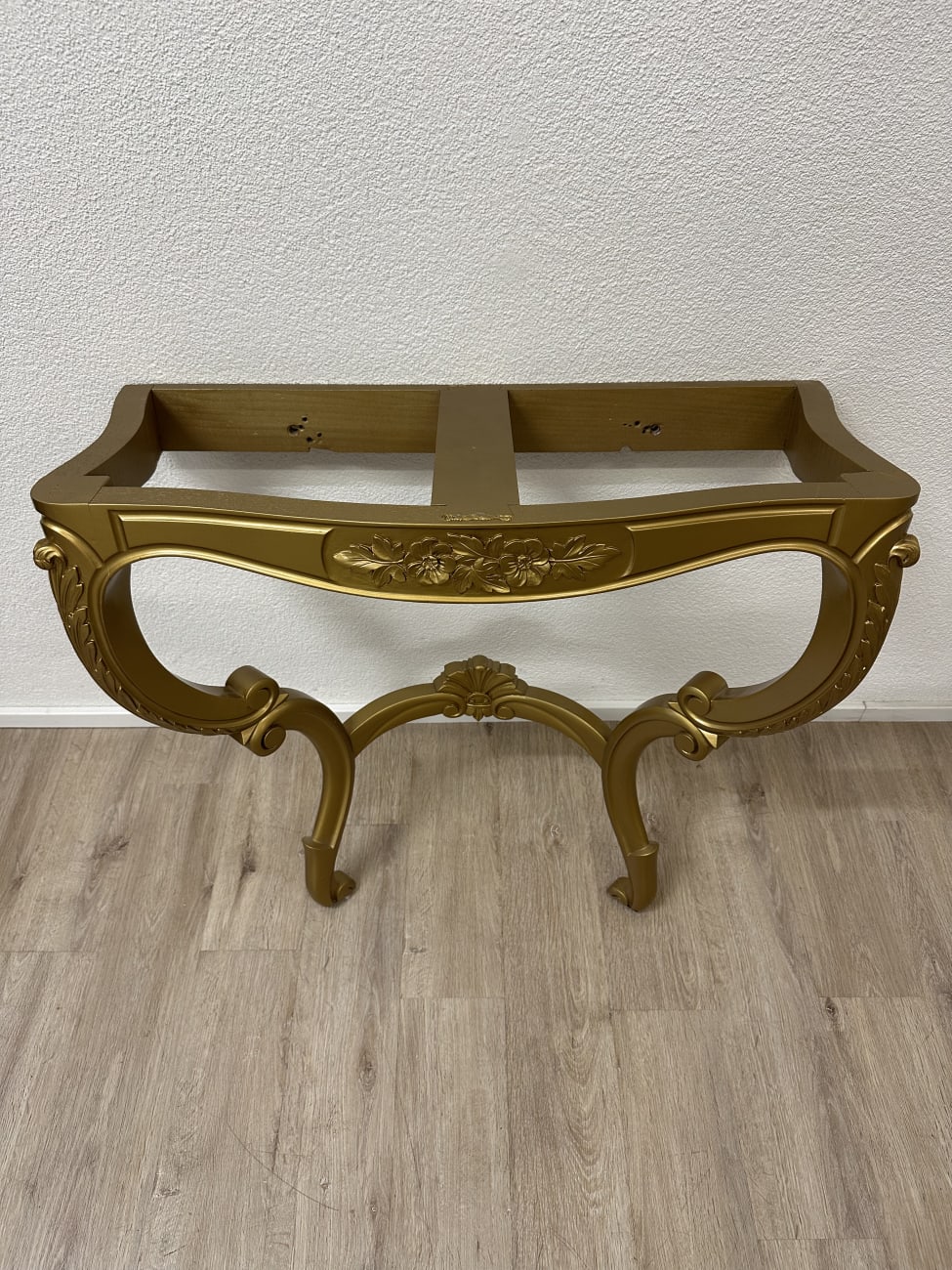 Vintage Wandkonsole mit goldfarbigem Gestell und Marmorplatte