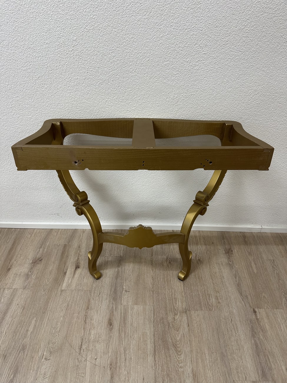 Vintage Wandkonsole mit goldfarbigem Gestell und Marmorplatte