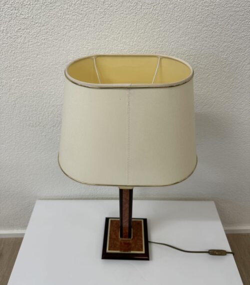 Vintage Tischlampe Robert de Schuytener mit Holzfuss