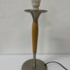 Vintage Stehleuchte Holz Metall mit rundem weissem Schirm