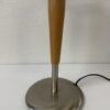 Vintage Stehleuchte Holz Metall mit rundem weissem Schirm