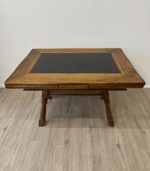 Vintage ausziehbarer Esstisch mit schwarzer Einlage Holz