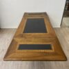 Vintage ausziehbarer Esstisch mit schwarzer Einlage Holz
