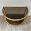 Vintage Couchtisch halbkreisförmig mit Rauchglas und Metall