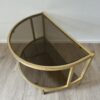 Vintage Couchtisch halbkreisförmig mit Rauchglas und Metall