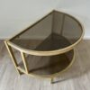 Vintage Couchtisch halbkreisförmig mit Rauchglas und Metall