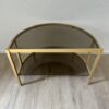 Vintage Couchtisch halbkreisförmig mit Rauchglas und Metall