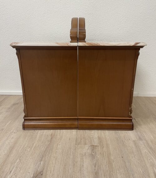 Vintage Nachttisch mit marmorierter Ablage und Spiegel