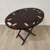 Vintage klappbarer Serviertisch aus dunklem Holz mit Griffen
