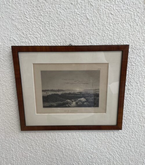 Antike Stahlstich „Bay of New York from Hoboken“ im Holzrahmen um 1850