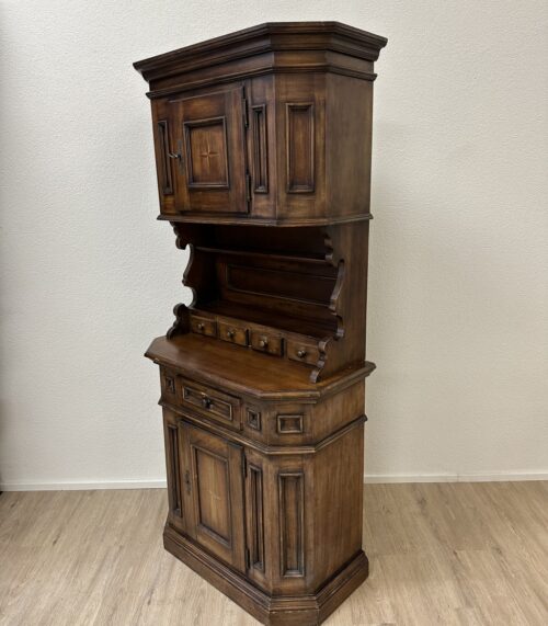 Vintage Vitrinenschrank aus Holz mit Intarsie