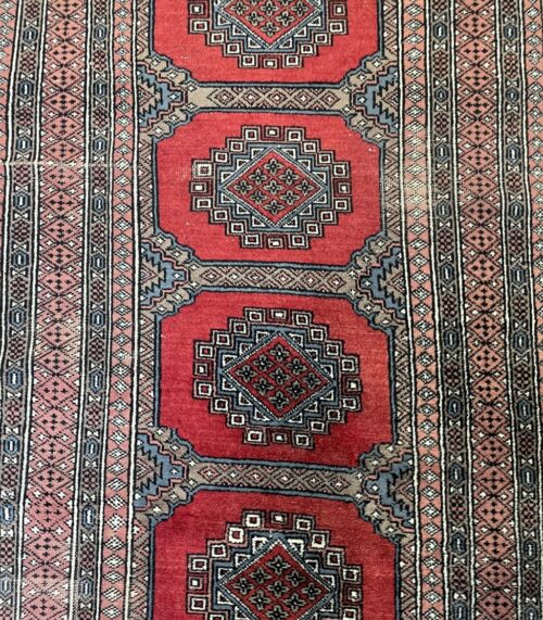 Vintage Orientteppich rot mit geometrischem Muster 90x170 cm