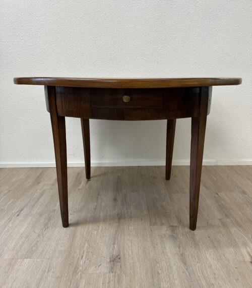 Vintage runder Kaffeetisch mit Schublade aus Holz