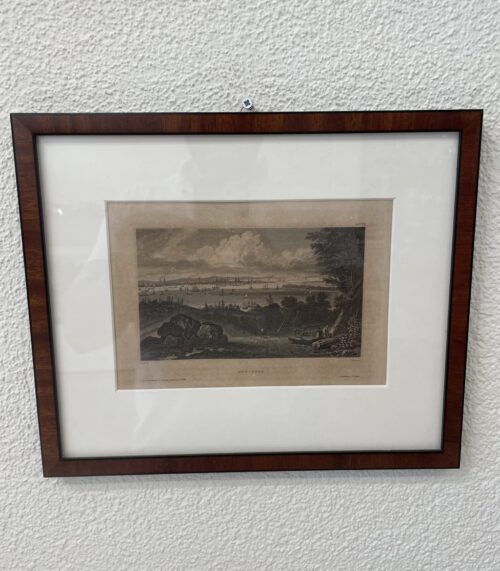 Vintage Rahmenbild New York Hafenansicht mit Passepartout