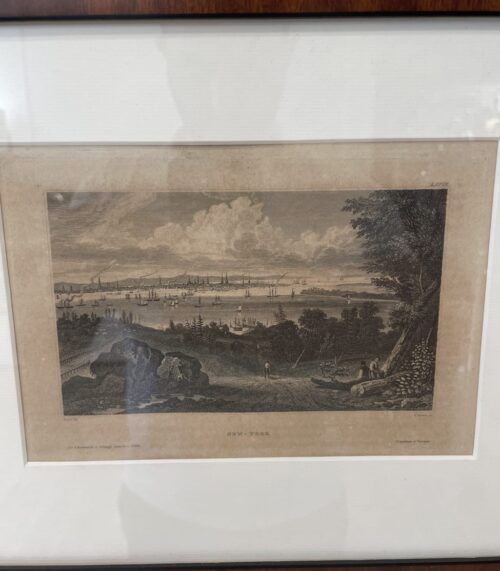 Vintage Rahmenbild New York Hafenansicht mit Passepartout