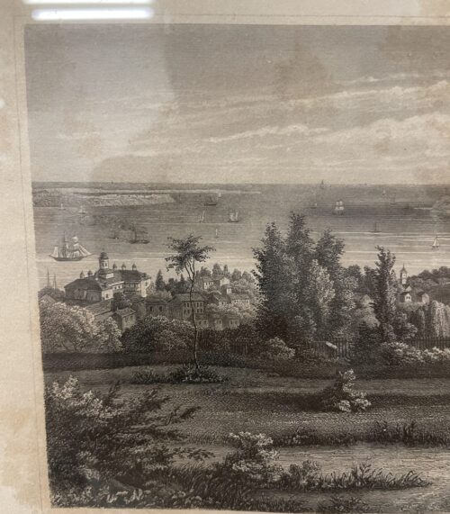 Antik Landschaftsdruck Staten Island bei New York gerahmt