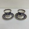 Vintage Porzellan Kaffeetasse mit Unterteller blau gold CROWN