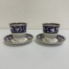 Vintage Porzellan Kaffeetasse mit Unterteller blau gold CROWN