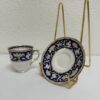 Vintage Porzellan Kaffeetasse mit Unterteller blau gold CROWN
