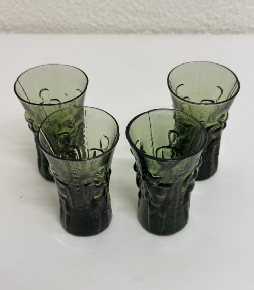 Vintage grüne Wassergläser mit Struktur Set 4 Stück
