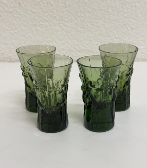 Vintage grüne Wassergläser mit Struktur Set 4 Stück