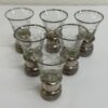 Vintage Likörgläser Set mit Rautenmuster und Metallfuss