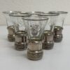 Vintage Likörgläser Set mit Rautenmuster und Metallfuss