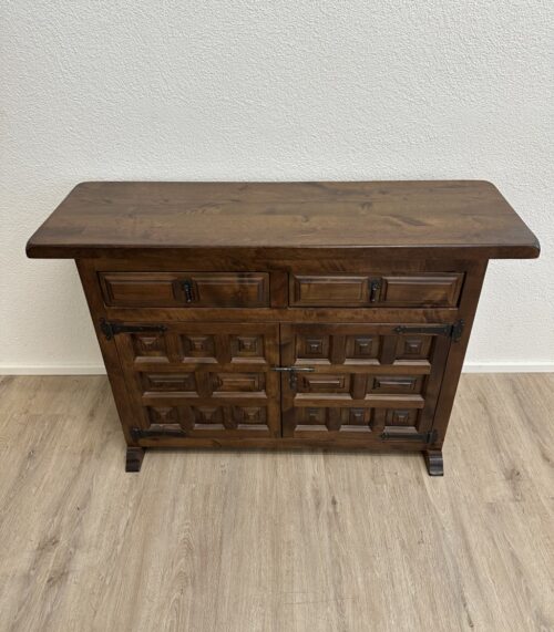 Vintage spanische Kommode aus Massivholz mit Kassettenfront