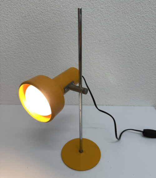 Vintage Stralux Space Age Tischlampe aus Metall in Gelb