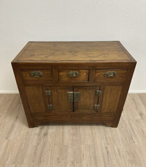 Vintage Sideboard aus Thailand aus Massivholz mit Messingbeschlägen