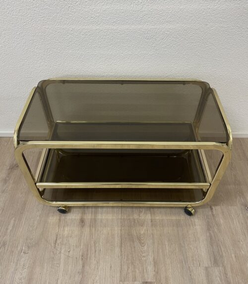 Vintage Barwagen in Messingoptik mit Rauchglasplatten
