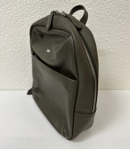 Vintage Leder Rucksack in Dunkelgrün kompakt