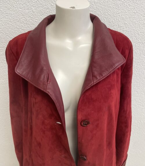 Vintage Damen Lederjacke rot MIRKEL mit Reverskragen