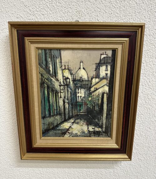 Vintage Ölgemälde Stadtlandschaft mit dekorativem Rahmen