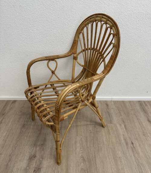 Vintage Rattansessel mit hoher Rückenlehne