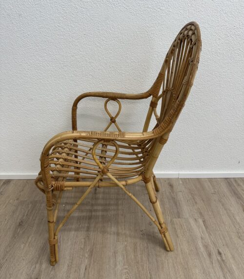 Vintage Rattansessel mit hoher Rückenlehne