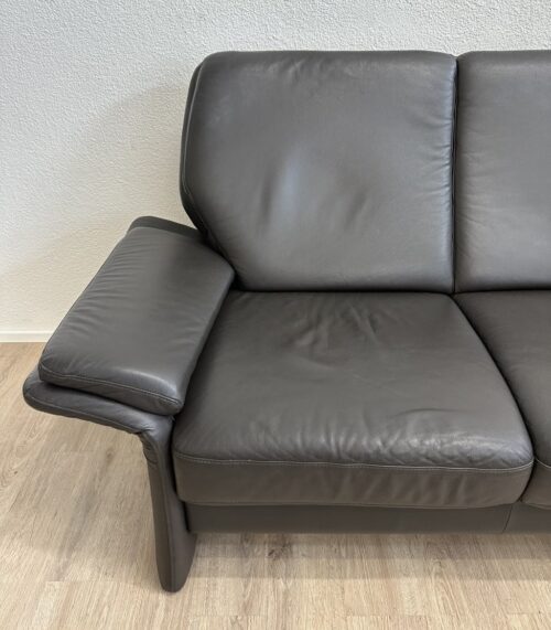 Modernes Ledersofa Zweisitzer in Dunkelgrau