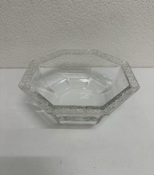 Glasschale achteckig mit floraler Verzierung 26 cm