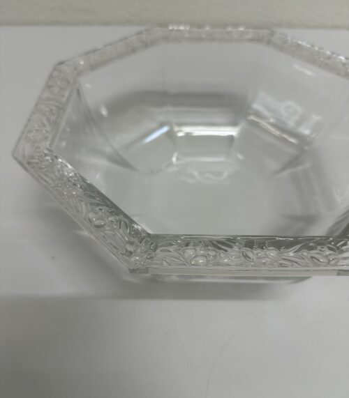 Glasschale achteckig mit floraler Verzierung 26 cm