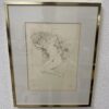 Vintage Radierung H. Albien nackte Figur im Metallrahmen