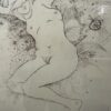 Vintage Radierung H. Albien nackte Figur im Metallrahmen