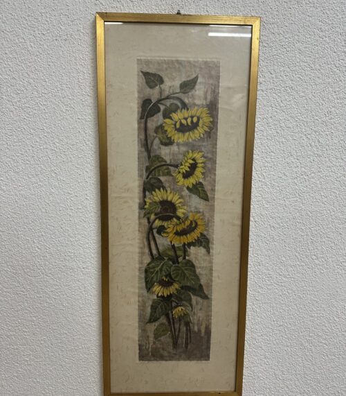 Vintage Sonnenblumen Wandbild mit Signatur