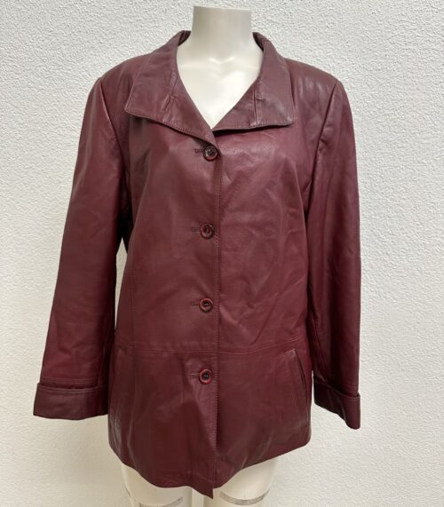 Vintage Lederjacke dunkelrot von MIKEL mit Musterfutter