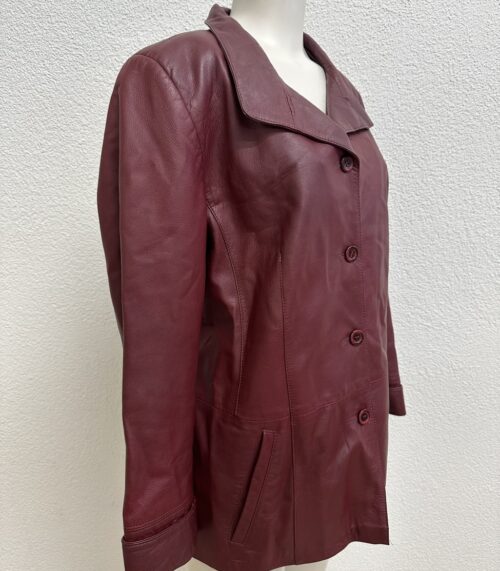 Vintage Lederjacke dunkelrot von MIKEL mit Musterfutter