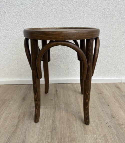 Vintage Holz Hocker mit runder Sitzfläche skandinavisch