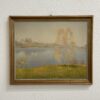 Vintage Ölgemälde Landschaft mit See im Goldrahmen Marius Jacobi
