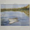Vintage Aquarellgemälde Boote auf Wasser signiert 1998
