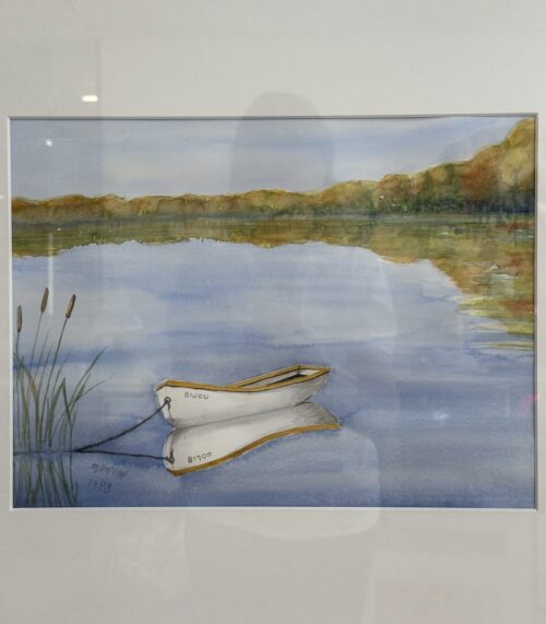 Vintage Aquarellgemälde Boote auf Wasser signiert 1998
