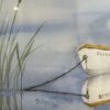 Vintage Aquarellgemälde Boote auf Wasser signiert 1998