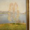 Vintage Ölgemälde Landschaft mit See im Goldrahmen Marius Jacobi